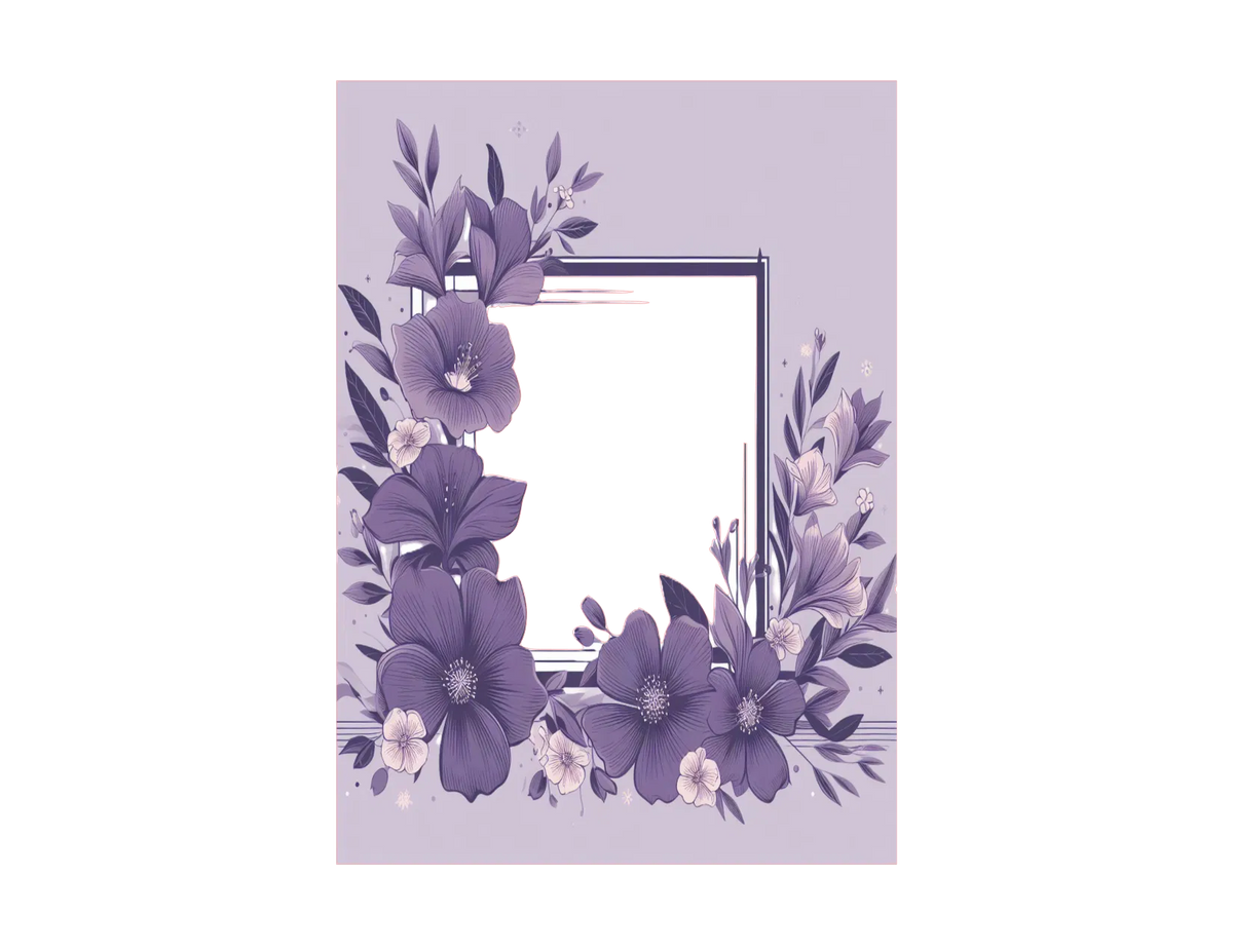 Floral design with purple flowers on a light purple background