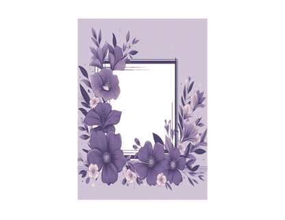Floral design with purple flowers on a light purple background
