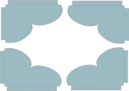 Pattern of blue cloud shapes on a white background