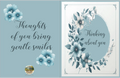 Two floral-themed cards with text and decorative elements on a light blue background.