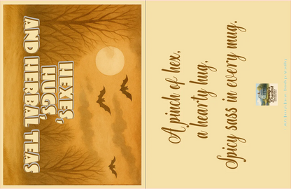 Tea packaging with scenic design and text on a beige background