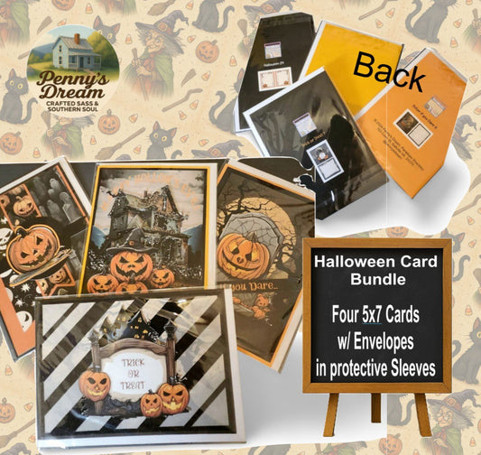 Halloween card bundle with envelopes on a decorative background