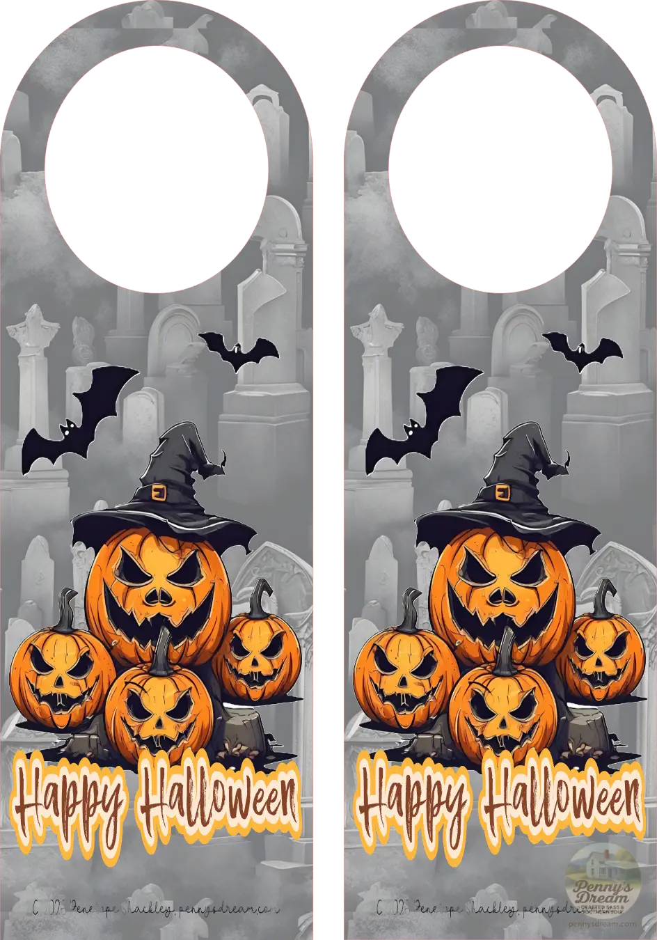 Halloween Pumpkin Door Hanger – 3 × 9 Inch -Digital Download