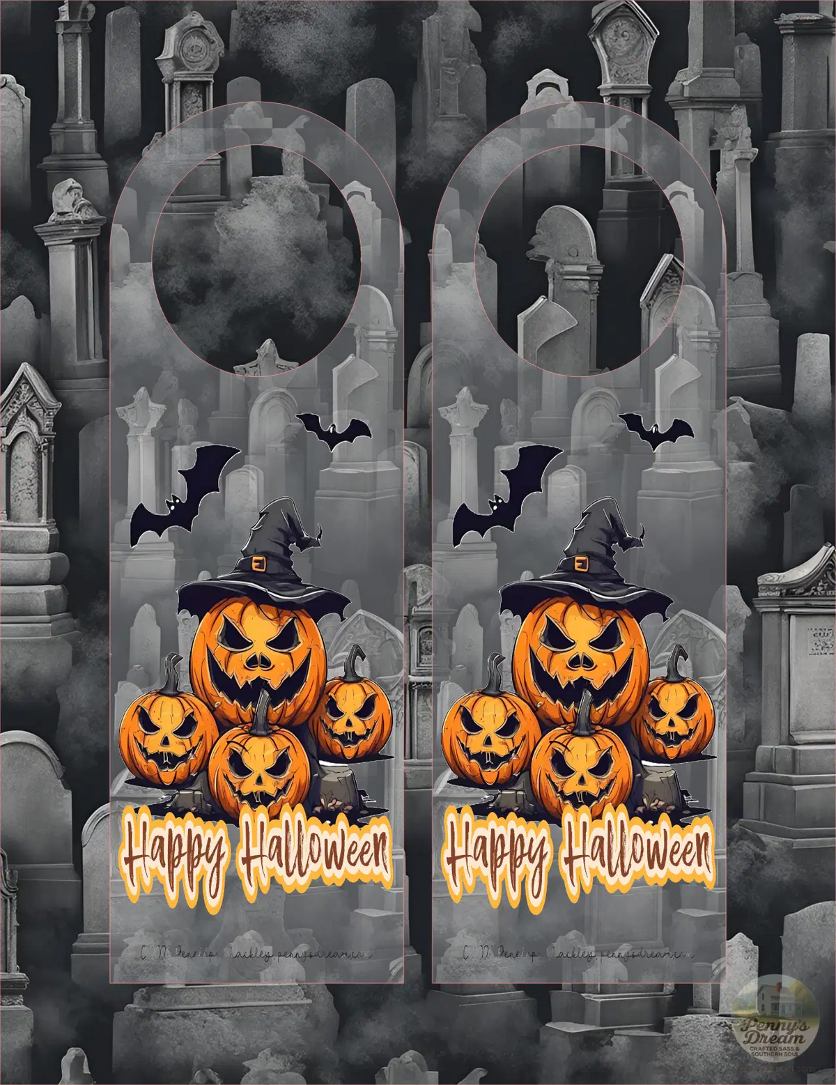 Halloween Pumpkin Door Hanger – 3 × 9 Inch -Digital Download