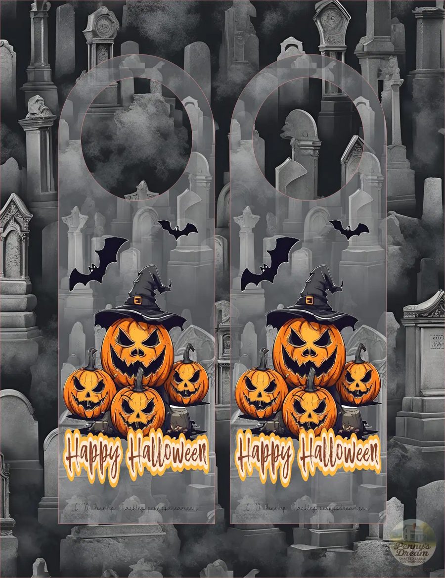 Halloween Pumpkin Door Hanger – 3 × 9 Inch -Digital Download