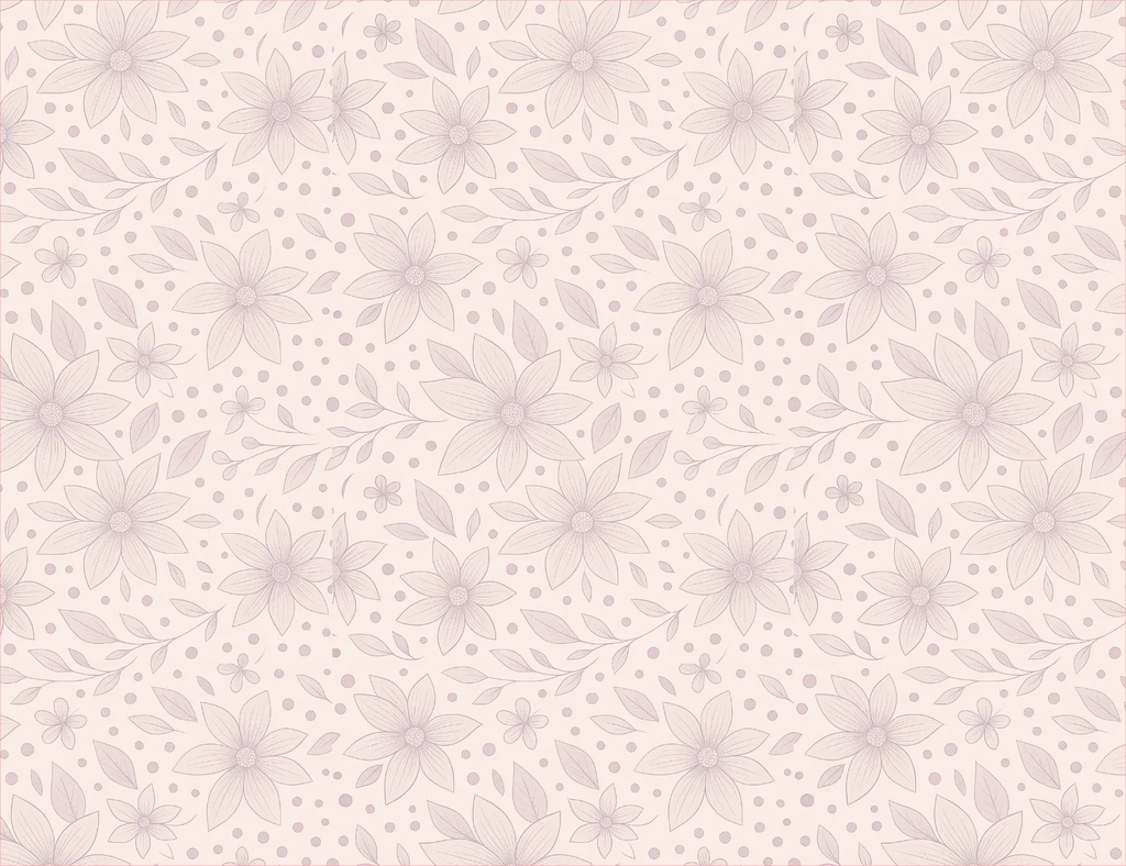Patterned wallpaper with floral design on a light pink background
