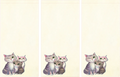 Three sets of cartoon cats on a beige background