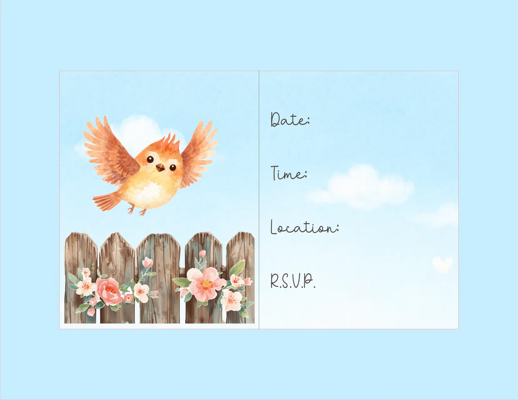 Little Bird Invitation – A2 Card – Digital File (SVG for Silhouette Studio)