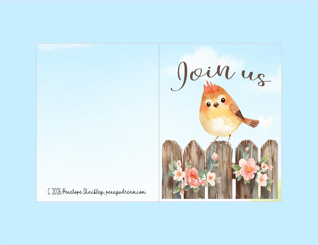Little Bird Invitation – A2 Card – Digital File (SVG for Silhouette Studio)