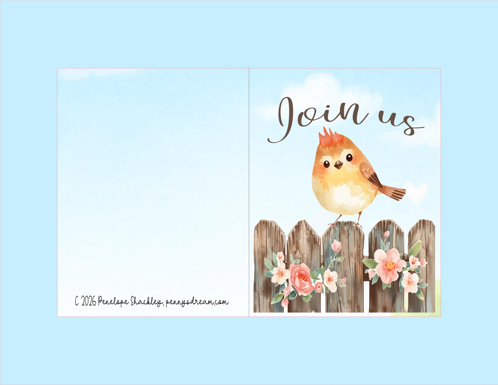 Little Bird Invitation – A2 Card – Digital File (SVG for Silhouette Studio)