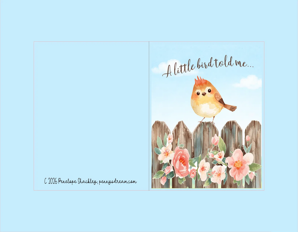 Little Bird Notecard – A2 Size – Silhouette Studio SVG