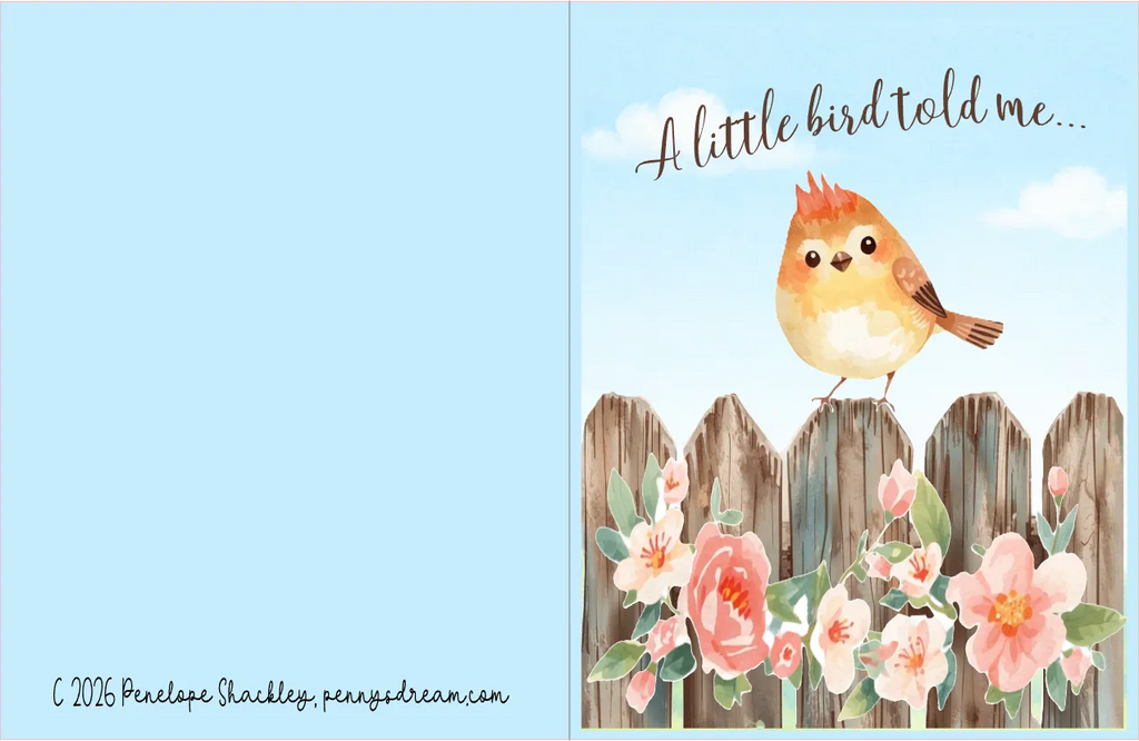 Little Bird Notecard – A2 Size – Silhouette Studio SVG