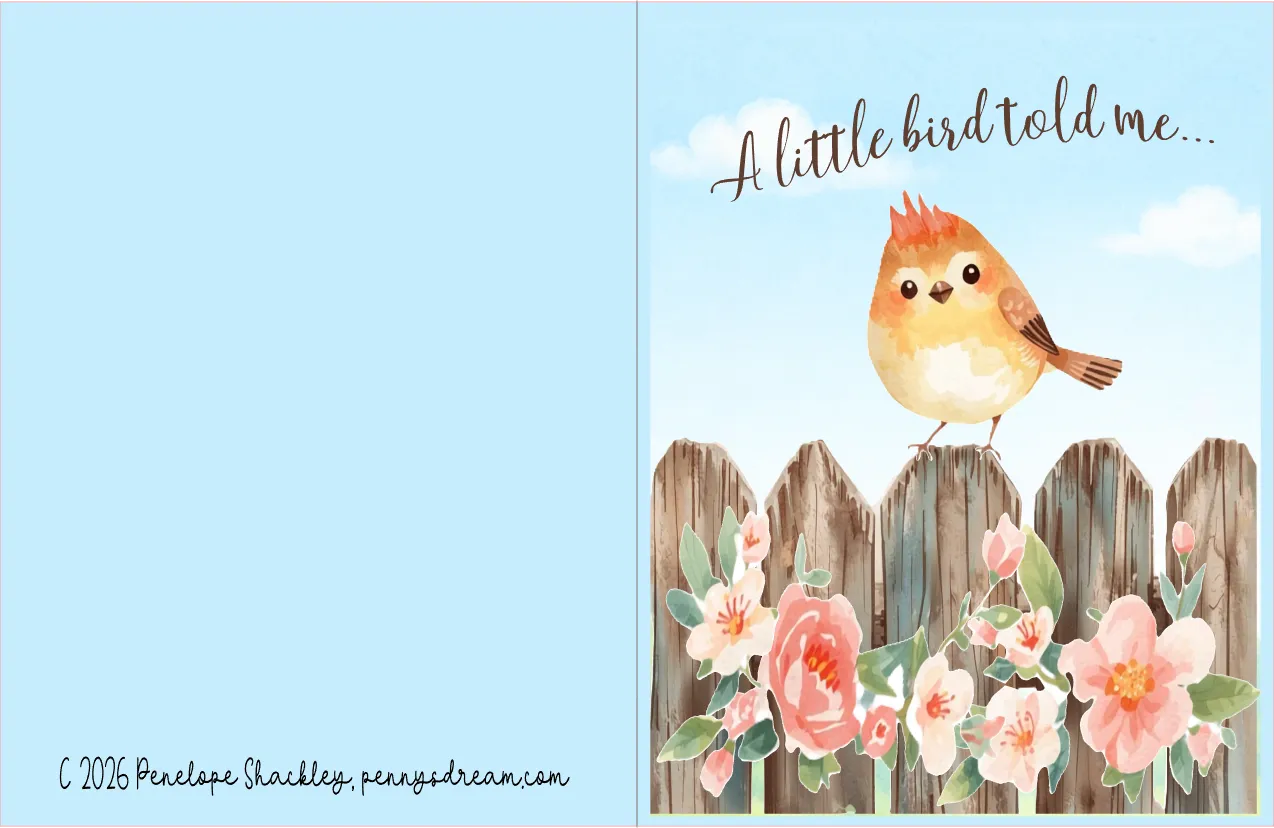 Little Bird Notecard – A2 Size – Silhouette Studio SVG