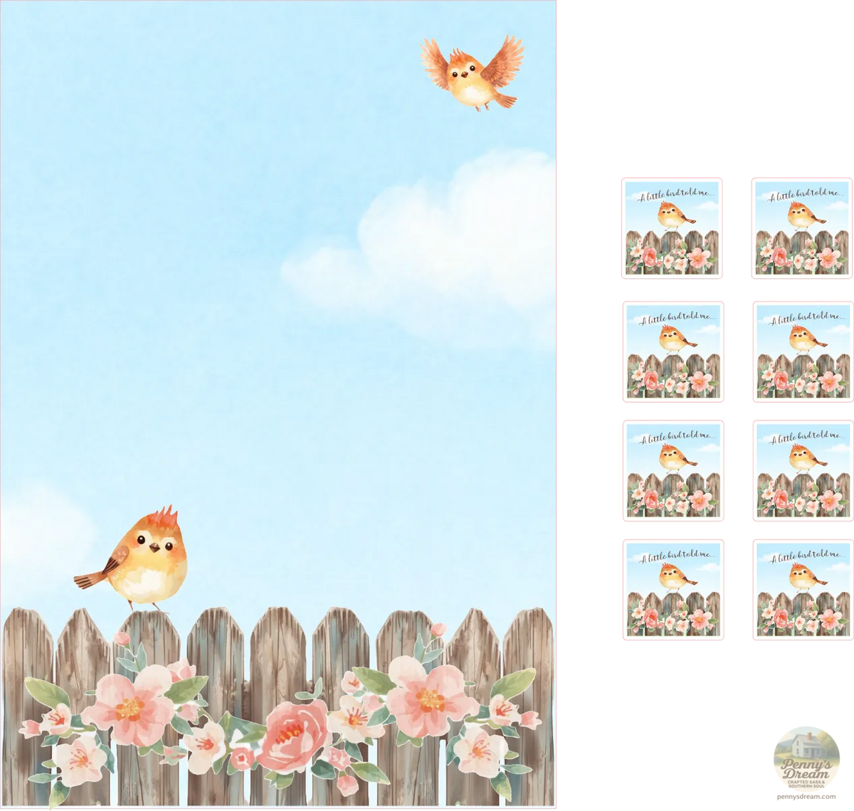 A Little Bird Writing Set, Digital Download, PNG SVG
