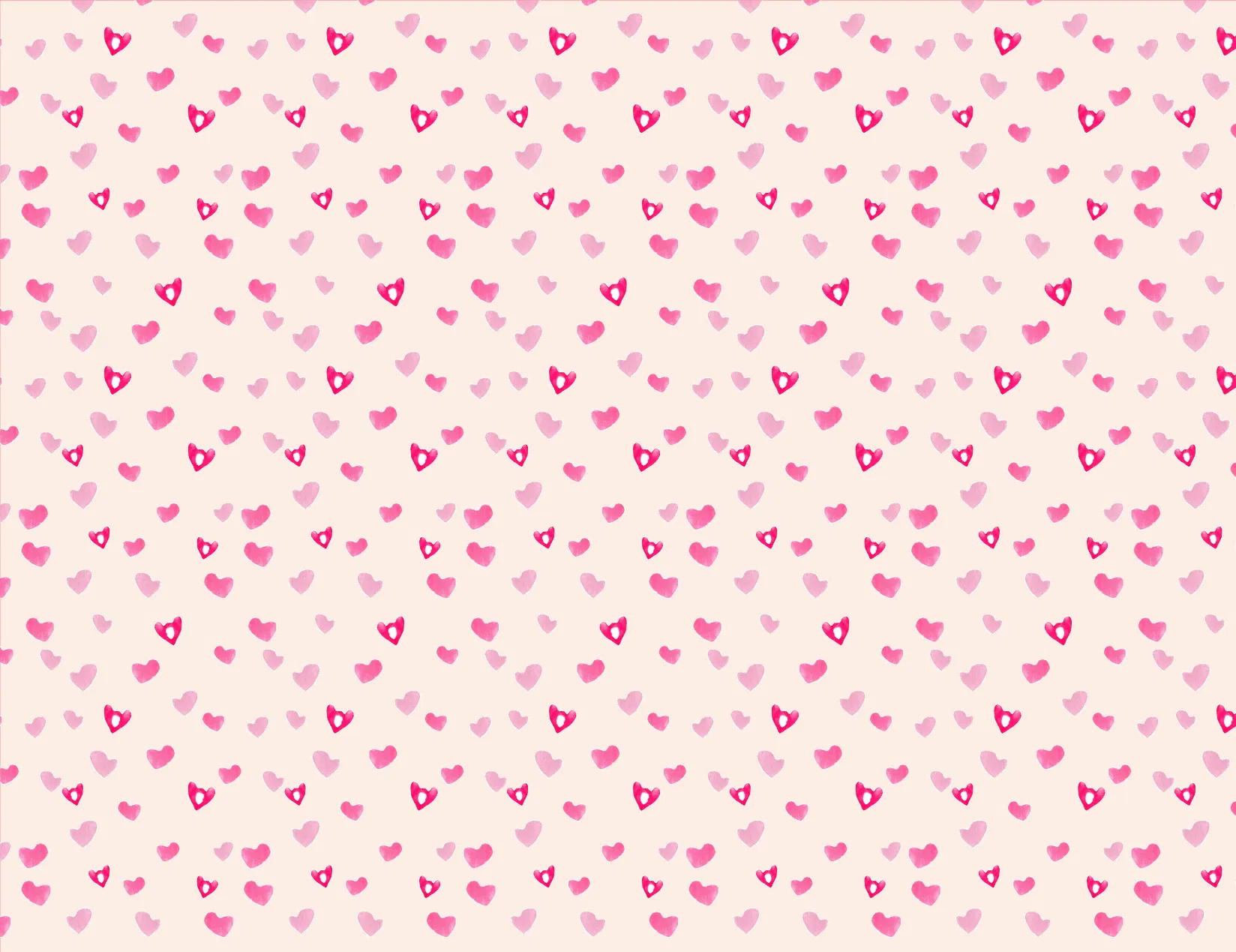 A repeating pattern of small pink hearts in varying sizes on a pale blush pink background.
