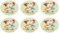 Set of six circular stickers with illustrations of two children holding hearts and the text 'Love you Daddy'.