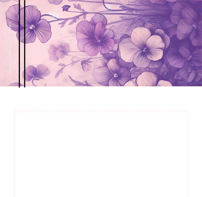Floral design with purple flowers on a white background