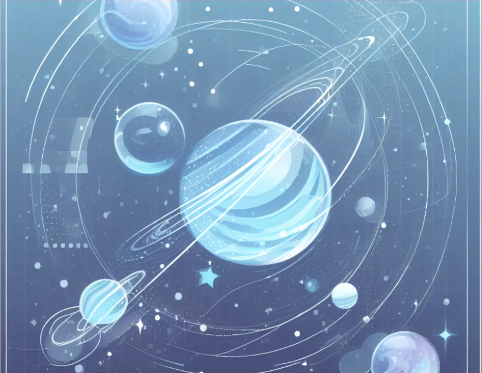 Illustration of a planet with rings against a starry space background
