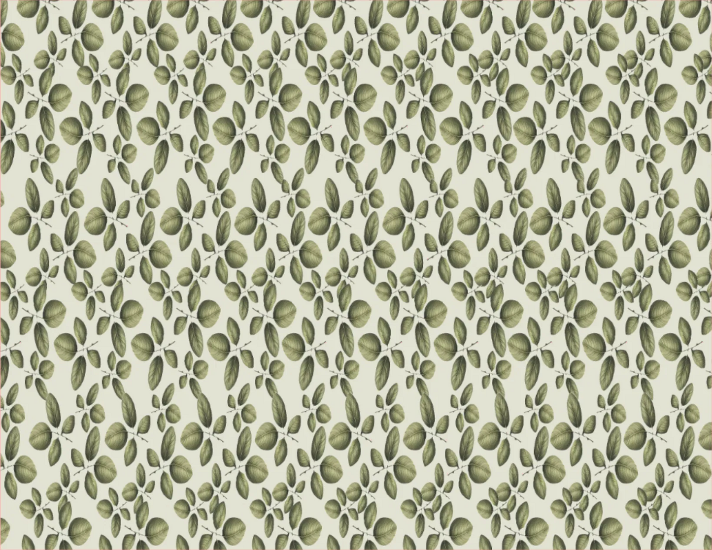 Pattern of green leaves on a beige background