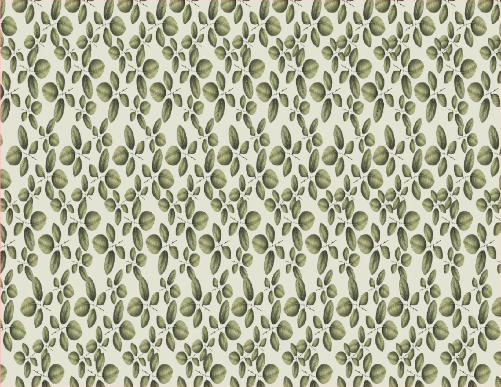 Pattern of green leaves on a beige background