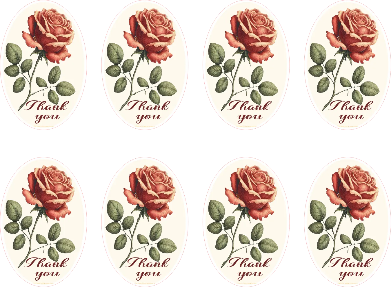 Rose Thank you Stickers