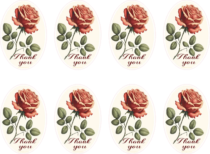 Rose Thank You Stickers — Digital Download