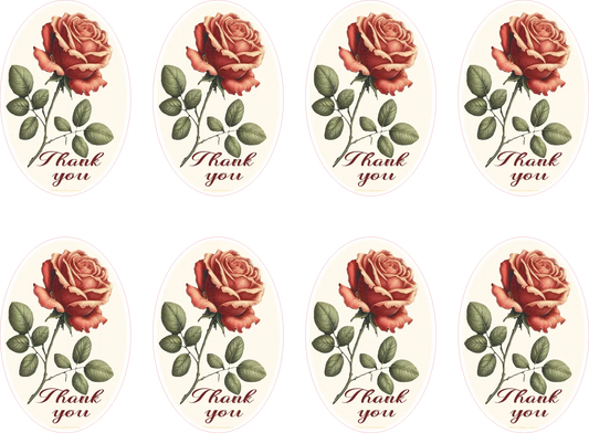 Rose Thank you Stickers