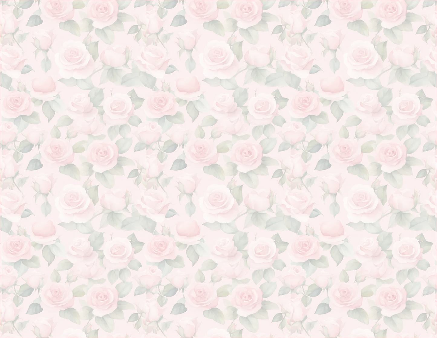 Pattern of pink roses on a light green background
