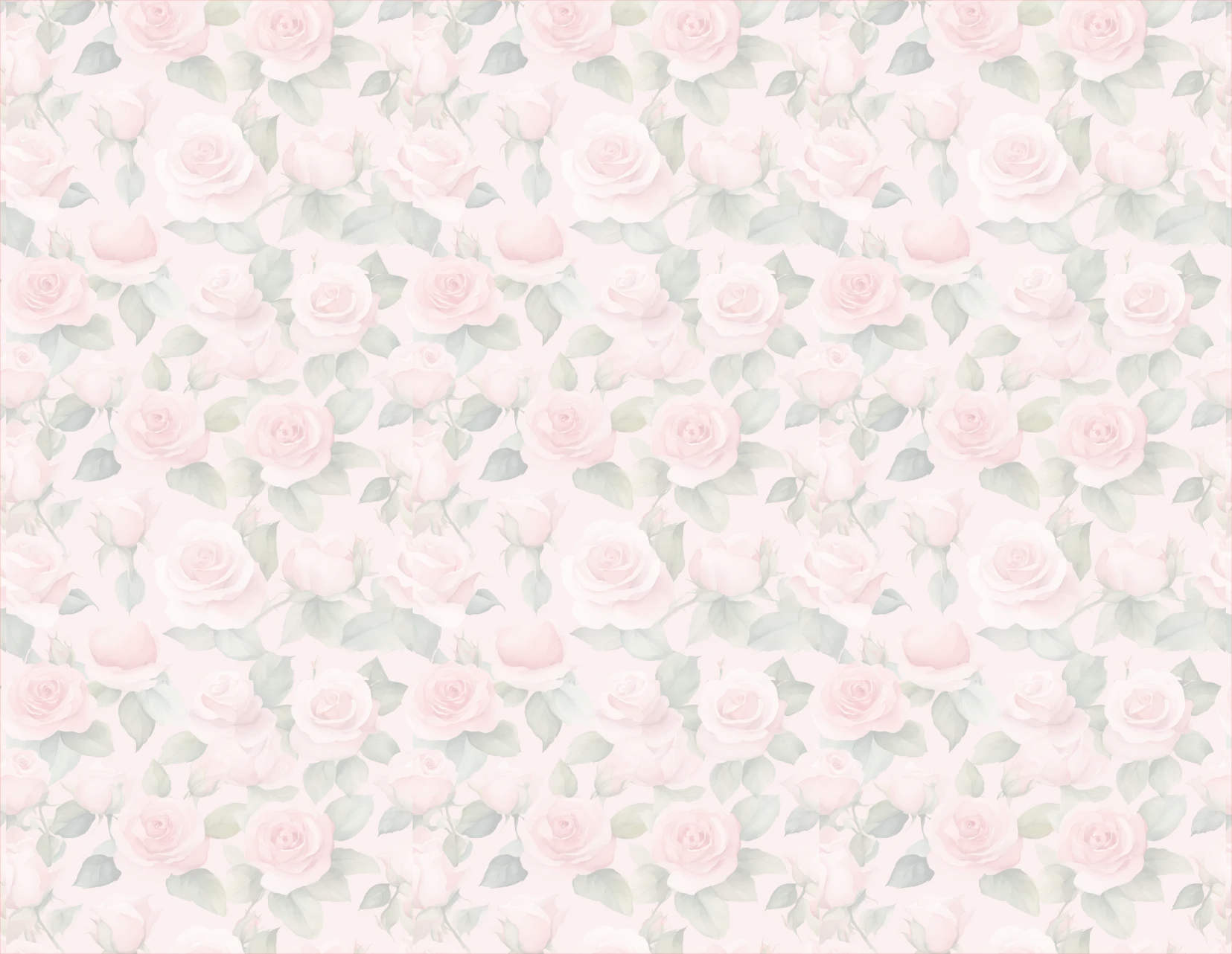 Pattern of pink roses on a light green background
