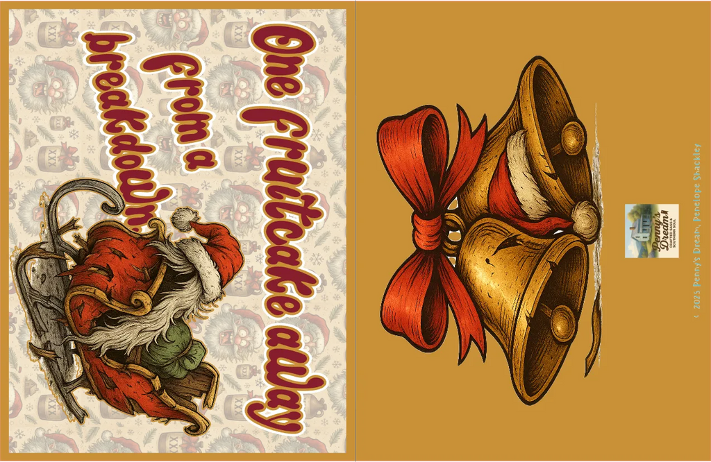 Vintage-style card with Santa Claus and bells on a gold background