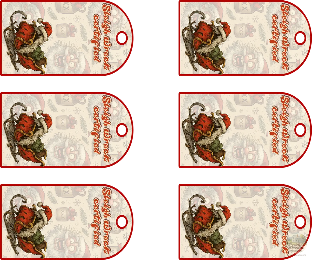 Stressed Out Santa Gift Tags – Sleigh Wreck Certified -Digital Download  **