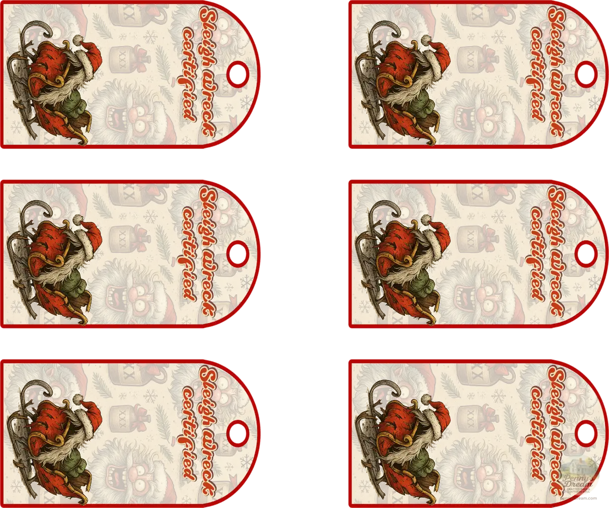 Stressed Out Santa Gift Tags – Sleigh Wreck Certified -Digital Download  **