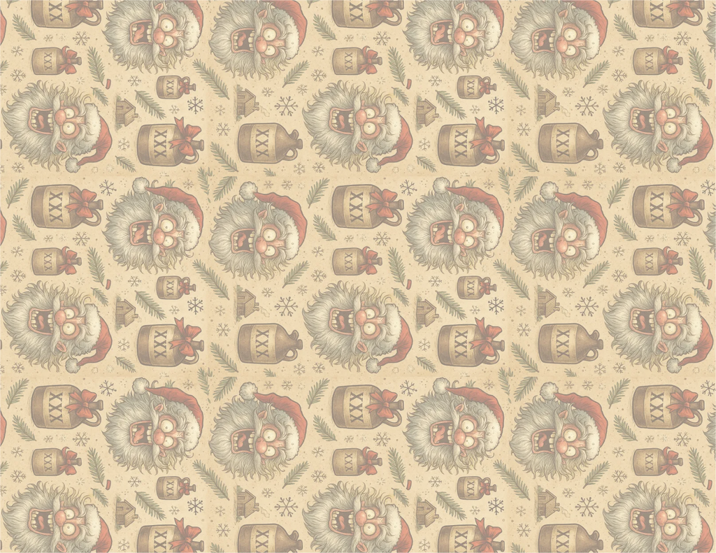 Patterned wallpaper with decorative elements on a beige background