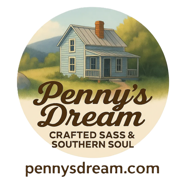 Logo with a house illustration and 'Penny's Dream' text on a circular background