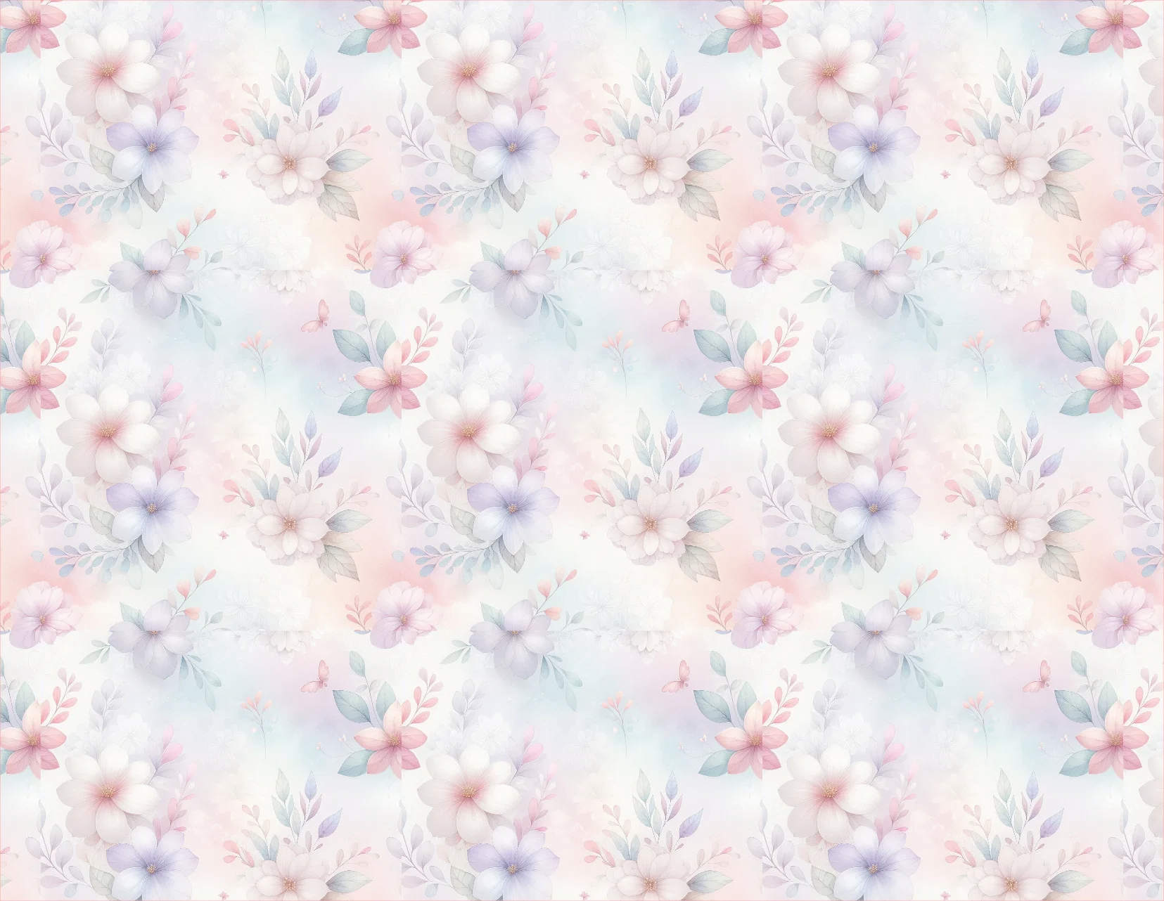 Pastel floral pattern on a light blue background