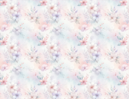 Pastel floral pattern on a light blue background