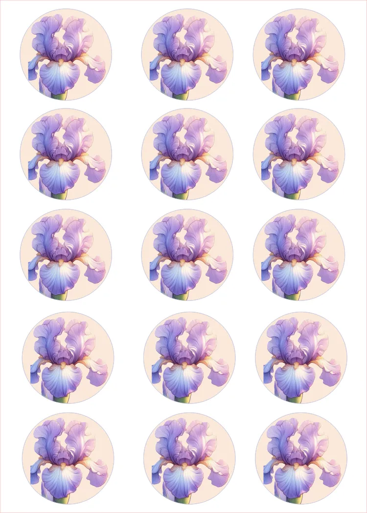 Repetition of purple flower illustrations on a light background
