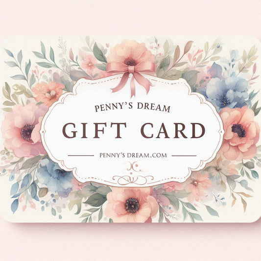 Gift card with floral design and 'Penny's Dream' branding
