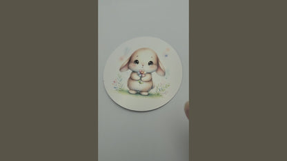 Bunny Sticker – Cute Spring Bunny Art – Round Shiny Vinyl Sticker – 3 Inch