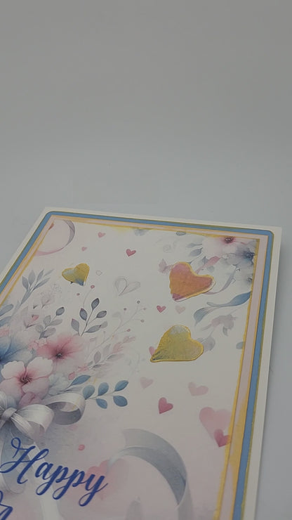 Happy Anniversary Card – Layered 5x7 Floral Design with Gold Sparkle Accents – Love Collection – 2026 Edition