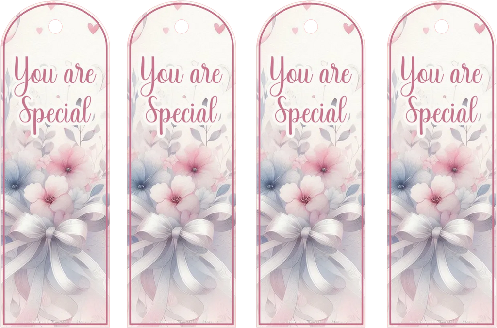 Four floral bookmarks with 'You are Special' text on a white background