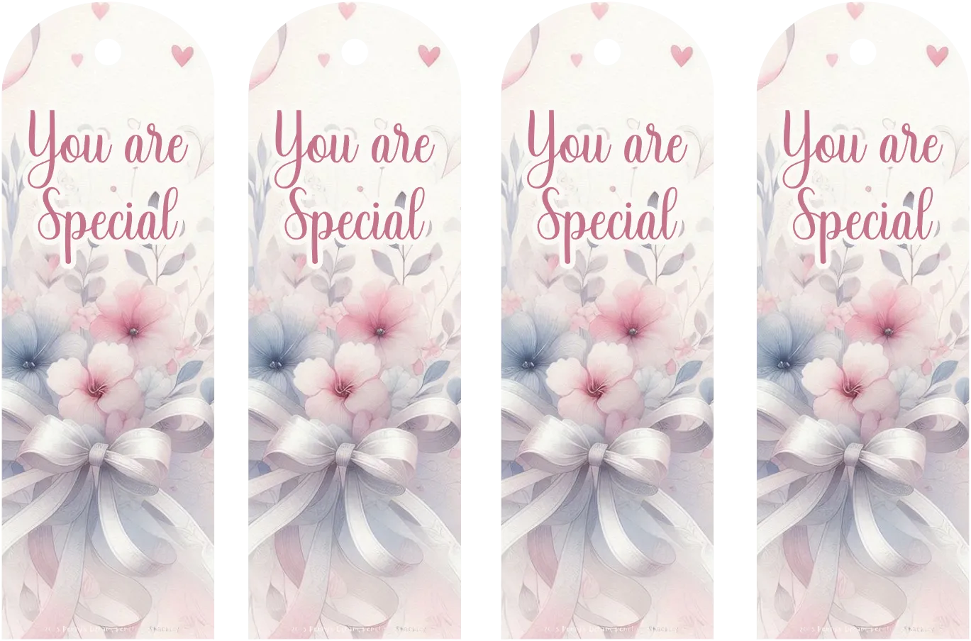 Four identical cards with floral design and 'You are Special' text on a white background.